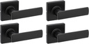 Kwikset Breton Interior Passage Door Handle 4 Pack, Lever for Closet and Hallway Doors, Reversible Non-Locking Handle Lever, Matte Black, with Microban Protection