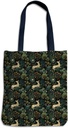 Vintage Forest Deer Rabbit Bird Flowers Tote Bag for Women Classic Floral Beach Bag Retro Reusable Grocery Bags