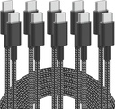 USB C Cable, 5Pack 6FT USB C to USB C Cable 60W(3A) Nylon Braided Type C Fast Charging Cord for iPhone 17 Air 16 15 Plus Pro Max, MacBook Pro, iPad Pro Air, Samsung S24/S24 Ultra/S23