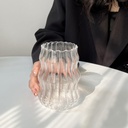 1 Pcs Glass Cups 18 Oz Ribbed Glassware Vintage Cocktail Glasses for Iced Coffee Juice Beverage Milk Tea（1 pcs Stripes）