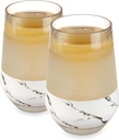 HOST Freeze XL Cooling Cup in Double Walled Insulated Freezable Drink Chilling Tumbler with Freezing Gel, 12 Ounces - Set of 2, Marble