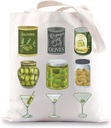 JNIAP Martini Olives Tote Bag Dirty Martini Gifts Martini Olives Gifts Olive Cocktail Gifts Italian Summer Tote Bag