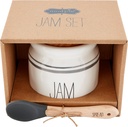 Mud Pie Bistro Jam Set, jar 4 1/2" x 3 1/2" dia | spoon 5", WHITE
