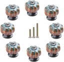 8 Pack Vintage Ceramic Pumpkin Cabinet Knobs, Kitchen Cabinet Drawers Dresser Cupboard Pull Handles Door Pulls with 3 Kinds of Screws