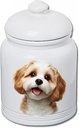 Best of Breed Cavachon Dog and Cat Ceramic Treat Jar 9" Tall Air Tight Seal All White