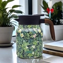 Vintage Floral Pattern Tea Built-In Infuser, 28 Oz/35 Oz Stainless Steel Thermal Carafe with Lid for Hot Drink for Home(Green)
