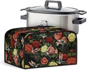 Colorful Roses Slow Cooker Cover Holder Slow Cooker Cover with Carrying Handle and Pocket for Spoon Fork Knife Slow Cooker Cover Compatible with 6-8 qt Slow Cooker