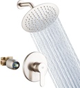 POP SANITARYWARE Shower Faucet Set Brushed Nickel Bathroom Rainfall Shower System Wall Mounted 8" Inch Shower Head and Handle Set Single Function Shower Trim Kit with Rough-in Valve