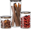 LUXU Glass Storage Jars,20 OZ/33 OZ/54 OZ Clear Glass Canisters Set of 3,Airtight Glass Storage Jar with Stainless Steel Lid,Stackable Transparent Storage Container,for Flour,Coffee,Cookie and More