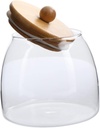 Simple Wooden Lid Glass Jar Fresh-keeping Storage for Tea Dried Fruit Cookies