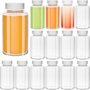 Keketin 4 oz Empty Glass Juice Bottle with White Lid,15 Pack Reusable Wide Mouth Glass Bottles with Lids for Beverages,120ml Shot Bottles for Jam,Wine,Ginger and Other Drinks Storage