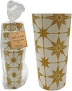 Transpac Summer Vibes 16 Fluid Ounces Melamine Beverage Drink Tumblers Set of 4 White and Gold Tone Retro Starburst