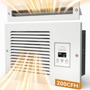 Room to Room Air Transfer Fan, Through Wall Exhaust Fan with Intelligent Programmed Air Exchange System, Hardwired, 3-Speed, with Temperature Sensor, 200CFM, RTR140