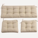 ADLIVWYD 3-Pieces Wicker Chair Cushion Set, 1 loveseat and 2 U-Shape, 44"x19" &19"x19" Tufted Outdoor Cushions for Indoor/Outdoor Patio Furniture (Khaki)