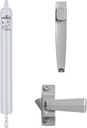 Wright Products Pneumatic Storm Door Closer & Push Button Latch Combo Kit – Adjustable, Smooth-Closing with Hold-Open Feature (Transitional, Aluminum)