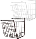 Healifty 2 Pcs Wire Hanging Under Shelf Baskets Double Hook Storage Organizers for Kitchen Bathroom Cabinet and Desk White Sturdy Mesh for Towels Books Plates and Pantry Use