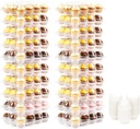 12 Count Cupcake Containers, 20 Pack Stackable Cupcake Carrier with 250 Pack Cupcake Liners, Plastic Cupcake Boxes Holders, Clear Cupcake Disposable Trays for Baking, Parties, Gifting