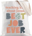 JXGZSO Teaching kids About Jesus Best Job Ever Tote Bag Kids Ministry Shopping Bag Church Gift Religious Gift