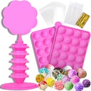 Palksky Cake Pop Maker Kit, Silicone Cake Pop Mold with Cake Pop Stand Holder 100Pcs Cake Pop Sticks And Wrappers for Lollipops, Hard Candy, Chocolate