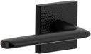 Viaggio QADMHMBRZ_PSG_238_LH Quadrato Hammered Left Handed Solid Brass Passage Door Lever Set with Brezza Lever and Quadrato Hammered Backplate - 2-3/8" Backset - Satin Black