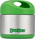Yumbox Cubi Triple Insulated Stainless Steel Thermal Jar for Hot & Cold Lunches, Kids Size, Easy Open and Carry Handle, Unique Rounded Square Jar and Non-Slip design (Apple Green)