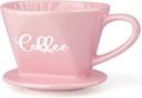 Pour Over Coffee Maker, Ceramic Pour Over Coffee Dripper, Manual Brew Maker, Pink Kitchen Decor and Accessories, Single Cup Porcelain Slow Brewing Accessories for Cafe Coffee Bar