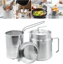 68oz Stainless Steel Oil Filter Pot with Deep Fryer Basket - Kitchen Large Capacity Versatile Oil Strainer Vessel and Bacon Grease Saver for Cooking Grease