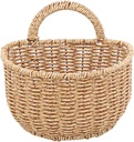 Cabilock Handwoven Rattan Wall Hanging Storage Basket Small Decorative Baskets Farmhouse Rattan Flower Bin Kitchen Wall Mount Organizer for Ginger Garlic