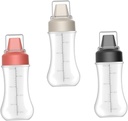 3pcs Food Safe Plastic Squeeze Bottles with Nozzles for Condiments Sauces Oil Vinegar Ketchup Mustard Bbq Dressing Dispenser with Transparent Red Gray and Black Colors