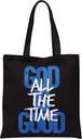 Christian Tote Bag, God Is Good All the Time Bible Verse Canvas Tote Bag, Christian Gifts for Women, Faith Based Gifts for Women, Reusable Grocery Shopping Bags