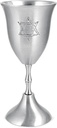 Zion Judaica Passover Seder Kiddush Cup with Engraved Star of David Brass Cup 3.75 oz Satin Silver Finish 5.75" Tall Footed Wine Goblet for Pesach Four Cups of Wine Shabbat Bar Bat Mitzvah Gift