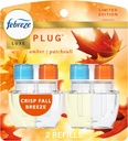 Febreze Plug In Air Freshener, Odor-Fighting Scented Oil Refill, Air Fresheners for Home and Bathroom and Kitchen, Long Lasting for Strong Odors, Crisp Fall Breeze Scent, 0.87oz Refills, 2 Count