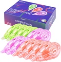 White Correction Tape, Easy To Use Applicator for Instant Corrections Wrong Writing At Any Time, For school, Office (red, purple, green, 12pack, 6M/256" x 0.2")