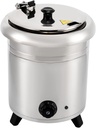 10L/10.57Qt Commercial Stainless Steel Electric Soup Warmer, Electric Countertop Food Warmer with Hinged Lid and Detachable Stainless Steel Insert Pot for Restaurant and Large Family