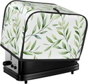 Green Leaves 2 Slice Toaster Covers Bread Machine Cover Quilted Dustproof Fingerprint Protectors Small Washable Appliance Cover Bread Maker Dust Protection Universal Size