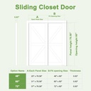 48" x 80'' Paintable Sliding Closet Door, Solid Core & Primed Water-Resistant Panels, Build Quality & Easy to Install (Double 25'' Pre-Assembled Panels with Hardware Kit)
