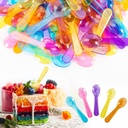 Mini Spoons - 100PCS Dessert Spoons Plastic Disposable Cutlery Small Plastic Spoons For Ice Cream Cake Jelly Pie Yogurt Dessert For Party Celebrations Multi-Color