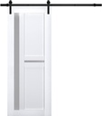 SARTODOORS Veregio 7288 | Interior Single Sliding barn Door with Frosted Glass, Solid Wood, 32x80, White, Modern Style | Hardware Included