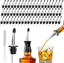 60-Pack Stainless Steel Pour Spouts for Liquor Bottles Oil Vinegar and Wine,Liquor Bottle Pourers with Rubber Dust Caps,Bar accessories,Pourers for Bartending
