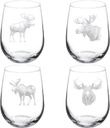 Set of 4 Wine Glass Gift Goblet Moose Collection (17 oz Stemless)