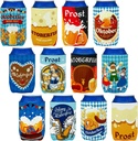 12PCS Oktoberfest Beer Can Cooler Sleeves - Bavarian Beer German Festival Games Covers Party Supplies Favors Decorations
