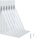 Heavy Duty Shelf Brackets 12 x 8 inches, Metal Shelves Supports, Load Capacity: 600 lb, 90 Degree Wall Mounted Angle L Floating Shelf Bracket with Screws,White 6 Pack HOME MASTER HARDWARE