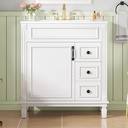 Merax 30" Bathroom Vanity with Sink Combo, Modern Painted Bathroom Cabinet Vanity with 2 Drawers and Storage, Vintage Metal Handle, Ceramic Sink Top, Solid Wood Frame