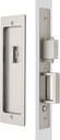 Rectangular Privacy Pocket Door Mortise Lock and Edge Pull, Narrow Modern Sliding Door Pop-Up Handle, (Bed/Bath) Pull Latch, Recessed Hardware for 1 3/8” to 2 3/16” Thickness Door (Brushed Nickel)