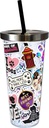 Spoontiques - Glitter Filled Acrylic Tumbler - Glitter Cup with Straw - 20 oz - Stainless Steel Locking Lid with Straw - Double Wall Insulated - BPA Free - Dog Sticker Art