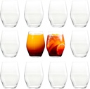 LEMONSODA Sante Stemless Crystal Wine Glasses -Wine Tasting Wedding Party Gift Sets- (455 mL / 15 Fluid Ounces) (Set of 12) [2073]