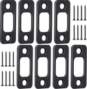 Blulu 8 Pcs 1" x 2-1/4" Door Deadbolt Strike Plate Carbon Steel Round Corner Door Backplate Heavy Duty Strike Plate with 16 Pcs Screws for Home Office Residential Use, Matte Black