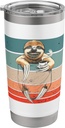 Sloth coffee cup steam cozy morning chill relaxed slow happy Stainless Steel Insulated Tumbler