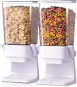 Cereal Dispenser Countertop 2Pc, Cereal Containers Storage, 5L Organization and Storage Containers for Kitchen, Dry Food Dispenser for Rice, Grains, Nuts, Snack,Oatmeal, Pet food, White