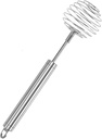 GeRRiT Spring Coil Egg Mixer, Household Round Whisk, Stainless Steel Handle Spherical Manual Egg Whisk, 24x6cm